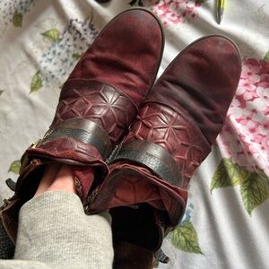 A.S.98 Italian Burgundy Ankle Boots Sz 40